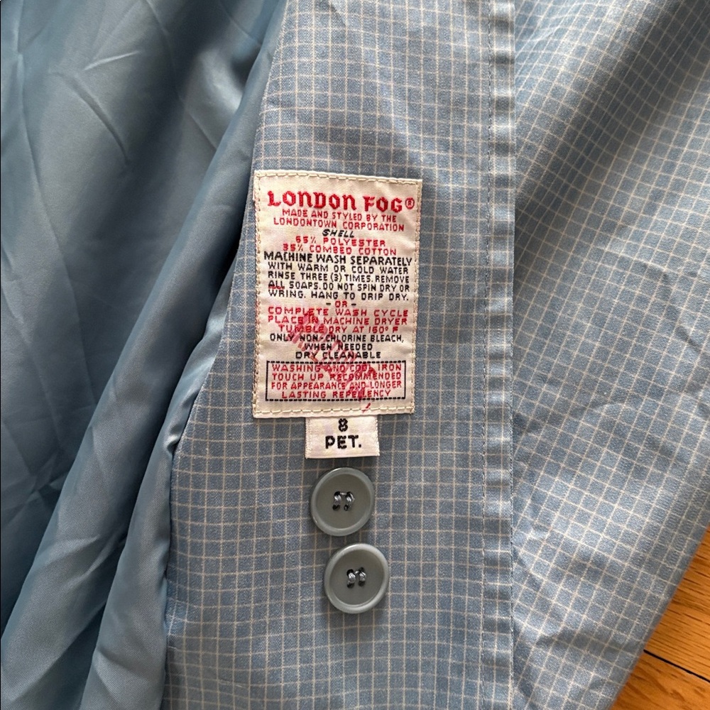 vintage London Fog blue grid raincoat trenchcoat - Picture 4 of 5
